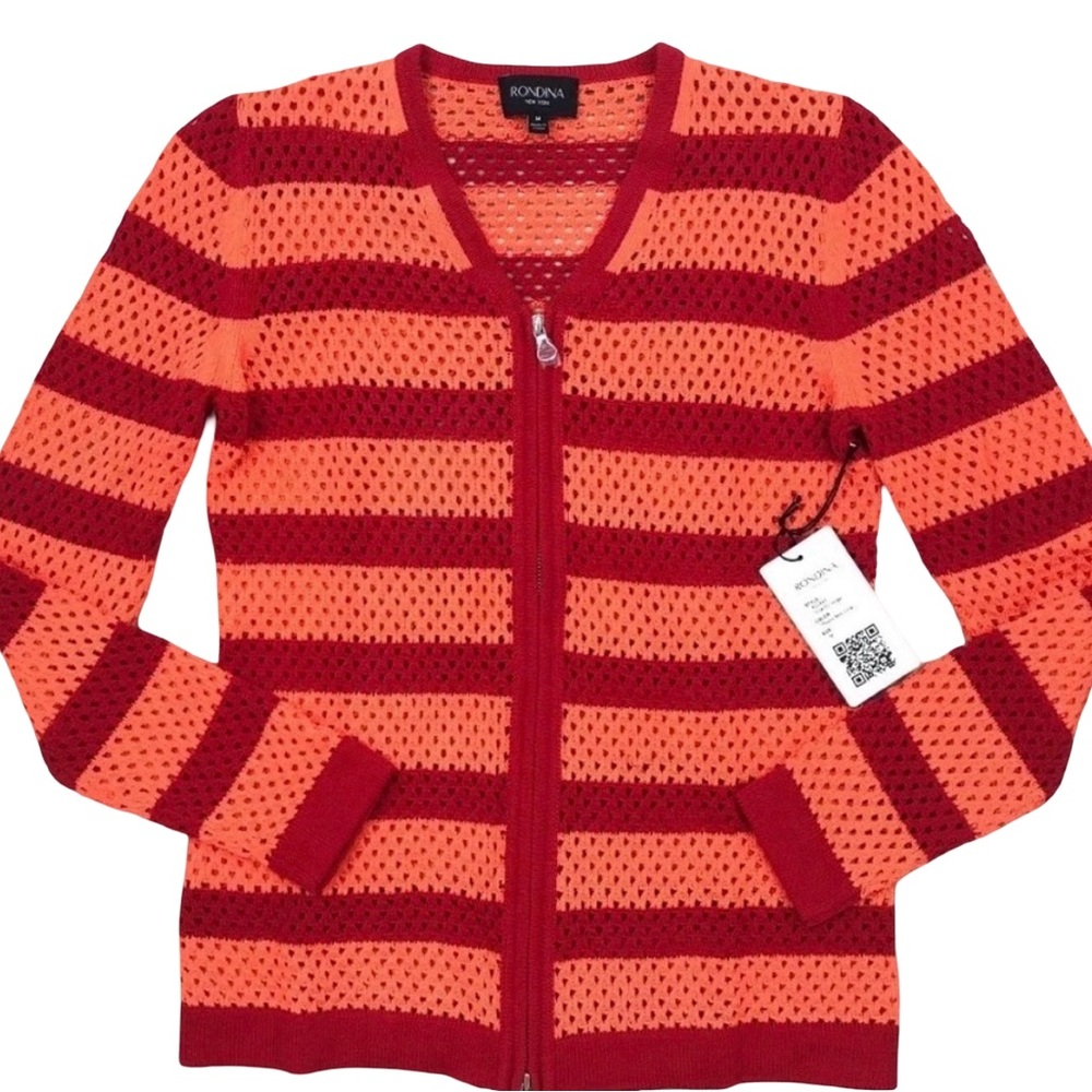 Rondina New York Red and Orange Striped Women's Sweater